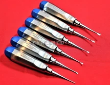  NEW GERMAN 6 PCS  ORAL DENTAL SURGERY EXTRACTING WING WINGED TIP ELEVATOR-BLUE