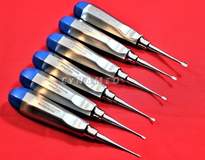  NEW GERMAN 6 PCS  ORAL DENTAL SURGERY EXTRACTING WING WINGED TIP ELEVATOR-BLUE