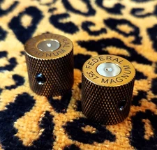 telecaster tele control knobs (2) bullet shell gold brass volume treble * 6mm 