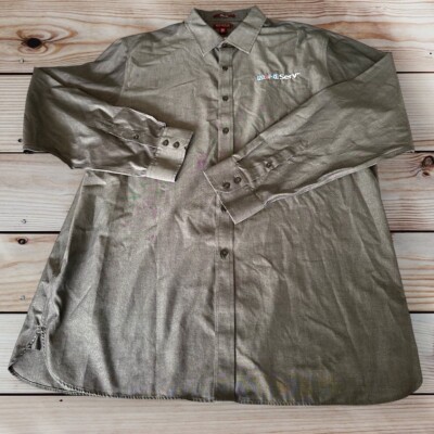 Red House Mens 2xl Dress Shirt Mobil Oil Mobilserv Logo Grey Slim Fit Gas Racing