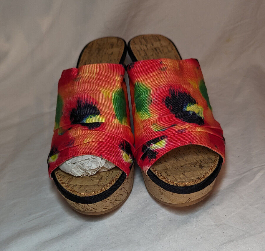 NEW NINE WEST  Cork Wedge Platform Heel Sandals Elspie Women Size 10M Multi Pink image 3