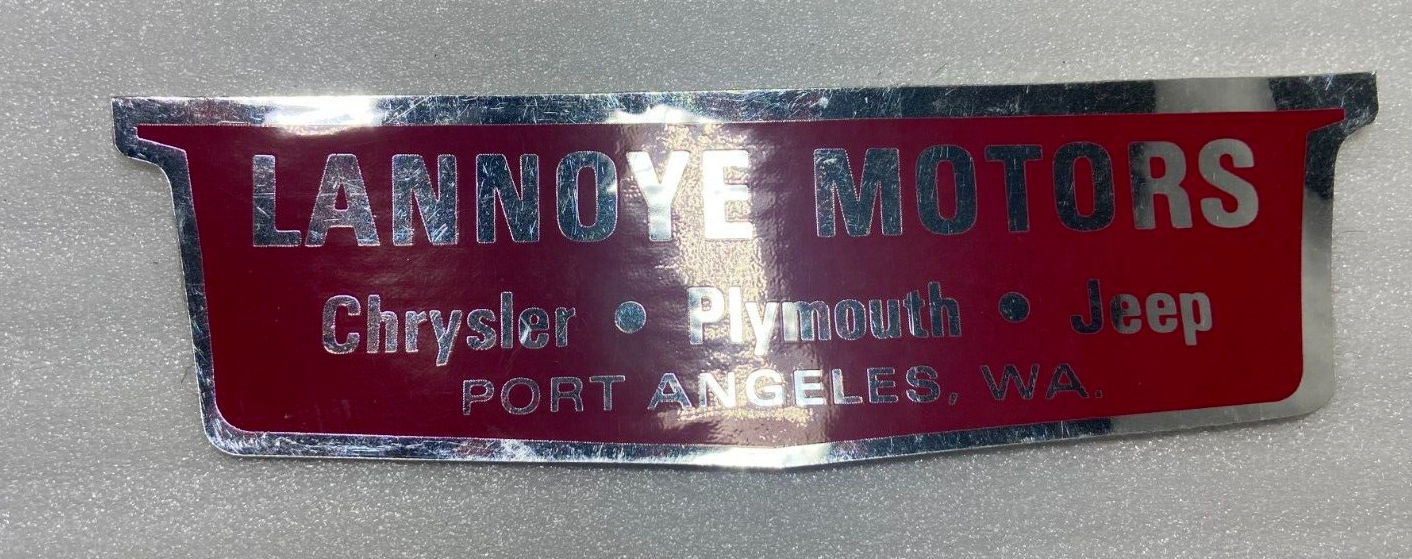 Vintage Chrysler Plymouth Jeep Dealership Decal located in Port Angeles