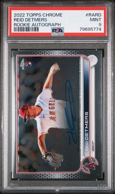 2022 Topps Chrome Reid Detmers Rookie Autograph #RARD PSA 9 Mint RC Angels