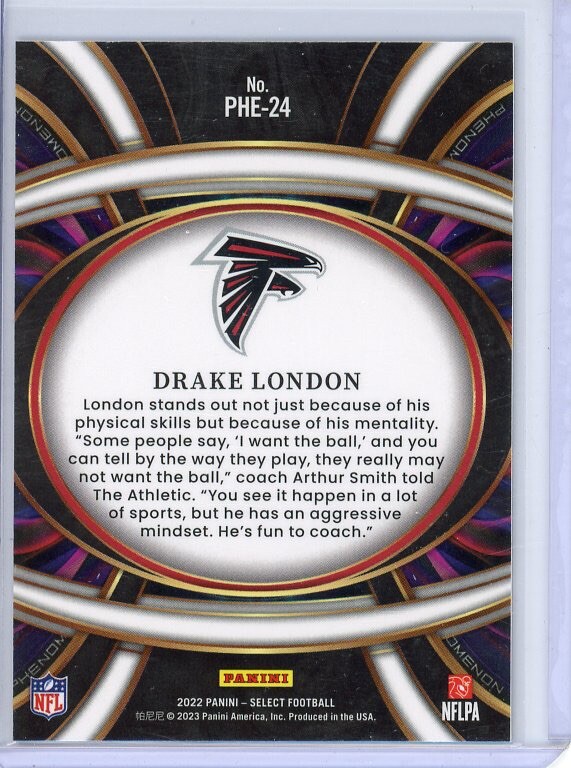 2022 Panini Select Drake London Phenomenon Rookie Card!! Atlanta ...