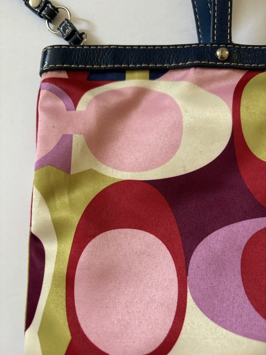 Vintage Y2K Coach Signature Scarf Logo Print Multicolor