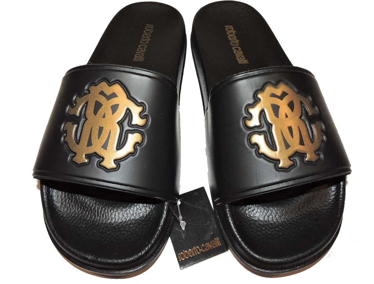 Roberto Cavalli Sandals Flat Pool Slides Sz 36 Shoes Logo  display picture 3
