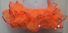 Organdy tap skirt tutu girls sizes ruffled dance hot orange w/ pink sequin