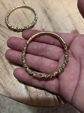 PAIR 8g BIG HOOPS HINGED BRASS EAR WEIGHTS PLUGS TUNNELS STRETCH GAUGE