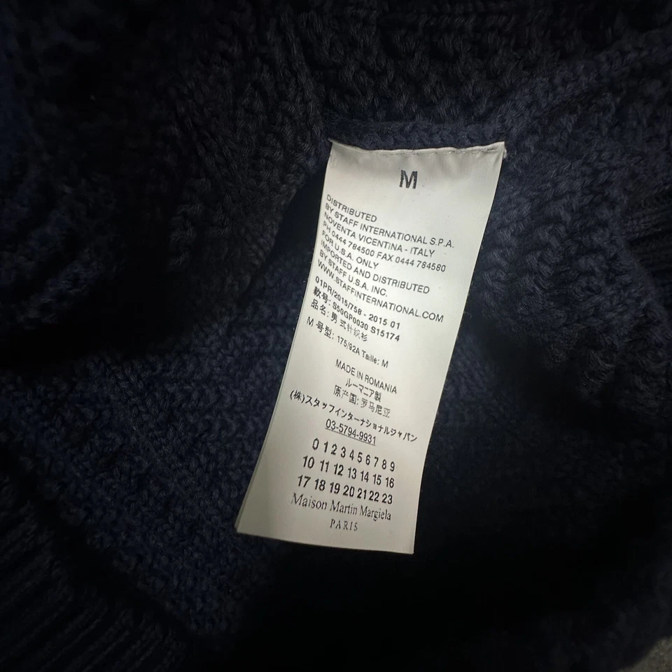 Maison Martin Margiela Navy Blue Cable Knit Cardigan Sweater Medium - Image 4 of 4