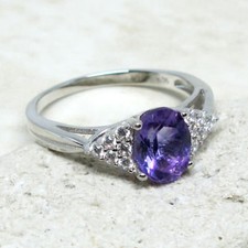 AWESOME 1.5 CT GENUINE AFRICAN AMETHYST 925 STERLING SILVER RING SIZE 5-10