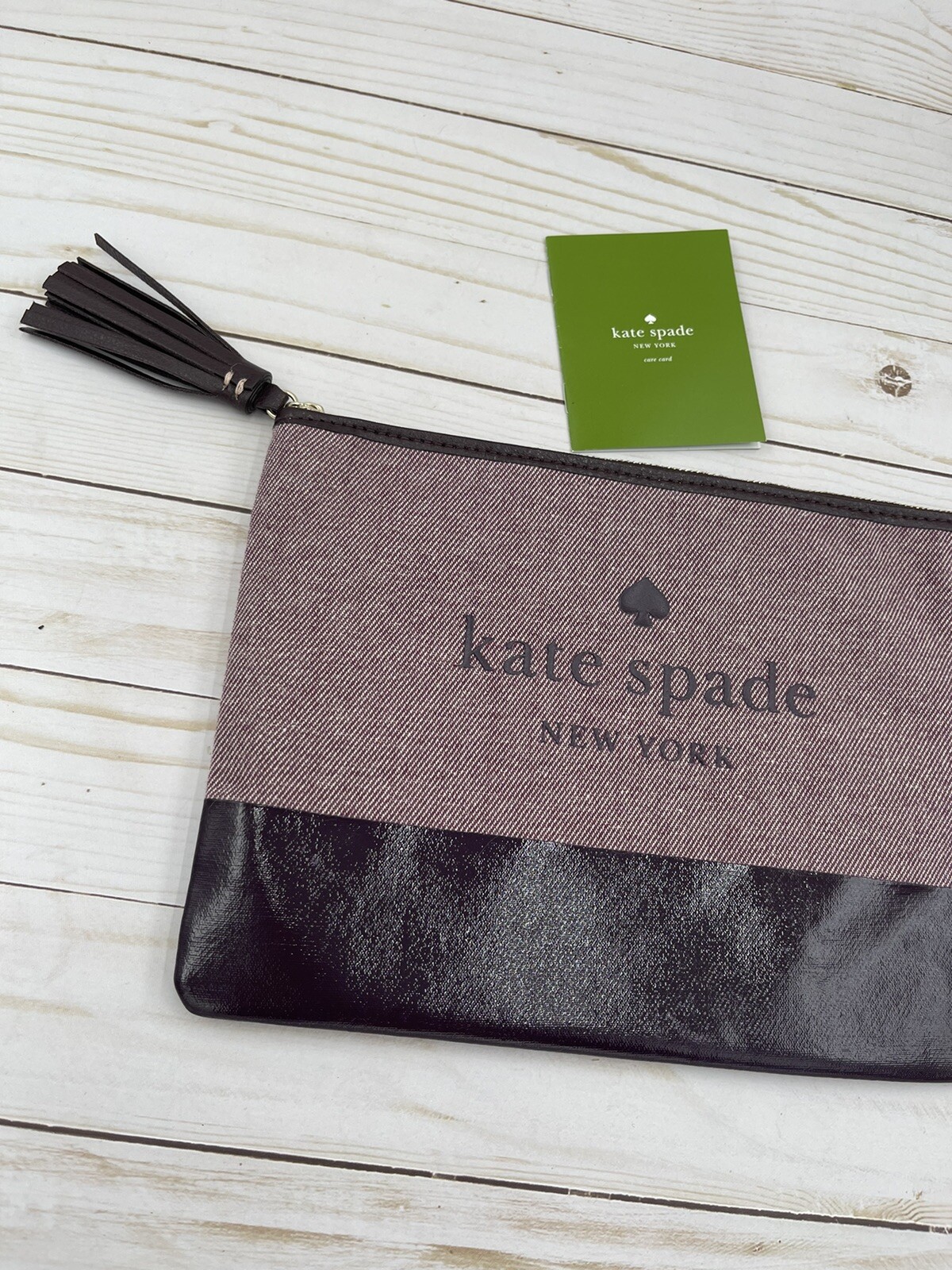 Kate Spade NWT Ash Street Logo Large Tassel Pouch Deep Plum $69 Retail Zip  Bag | eBay