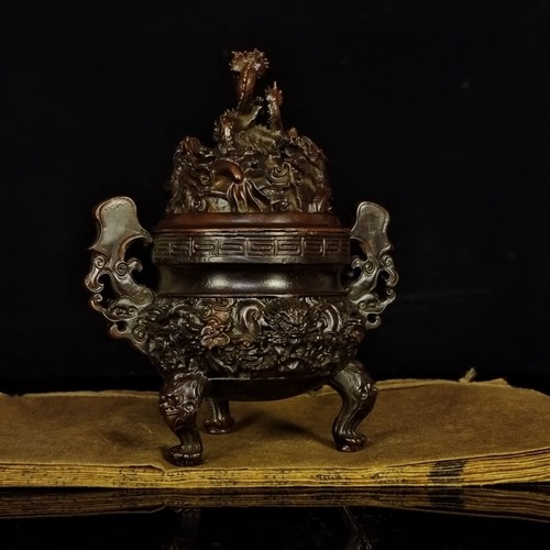 Art China Buddha 9 dragon Incense Stove Retro Style Tea Ceremony Incense Burner - Picture 1 of 11
