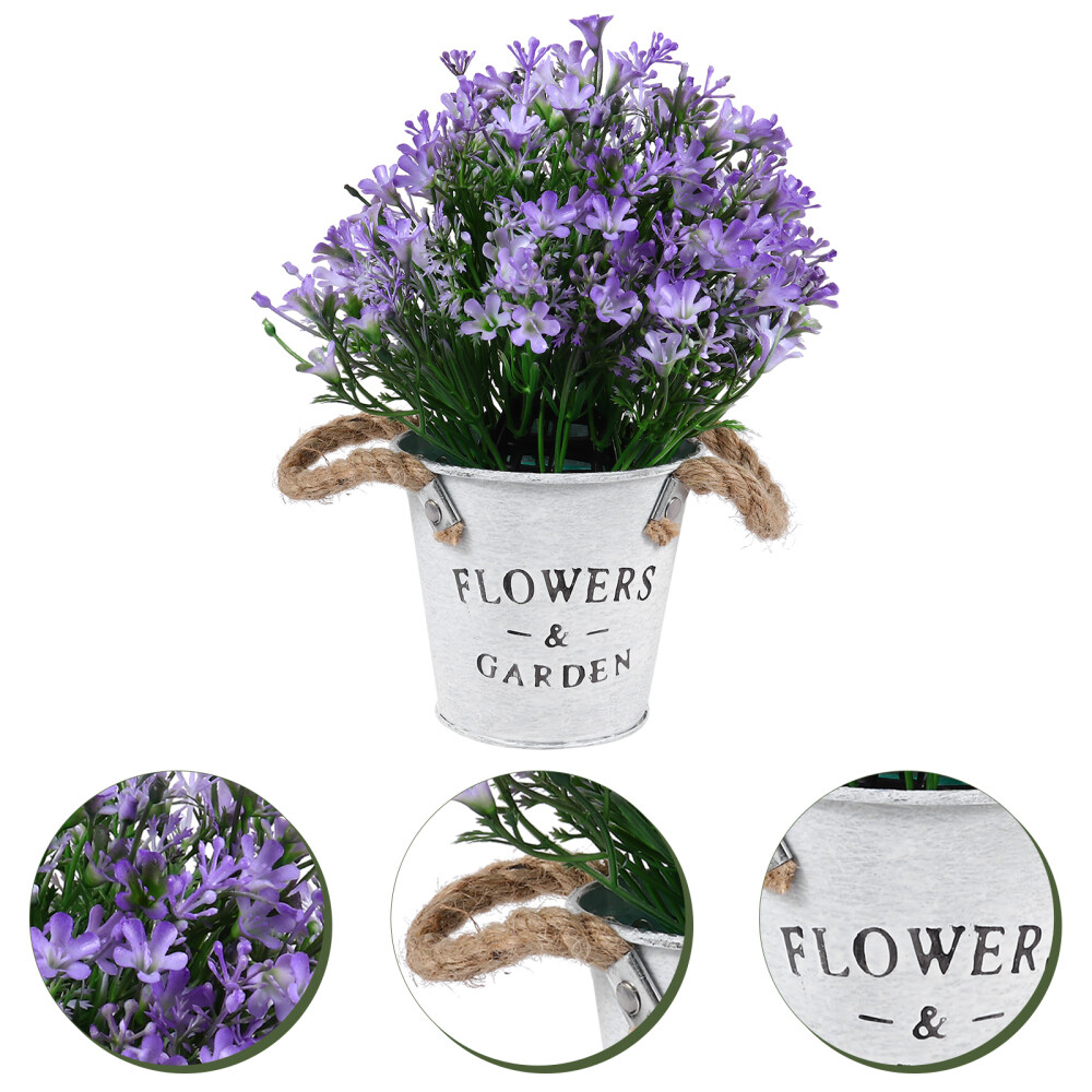 2 Pcs Artificial Flower Pot Decoration Indoor Plants Outdoor Houseplant