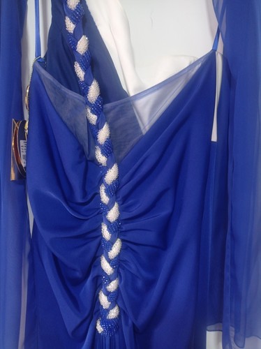 Abito cerimonia Impero Couture Taglia 48 colore blu e bianco - Foto 7 di 8