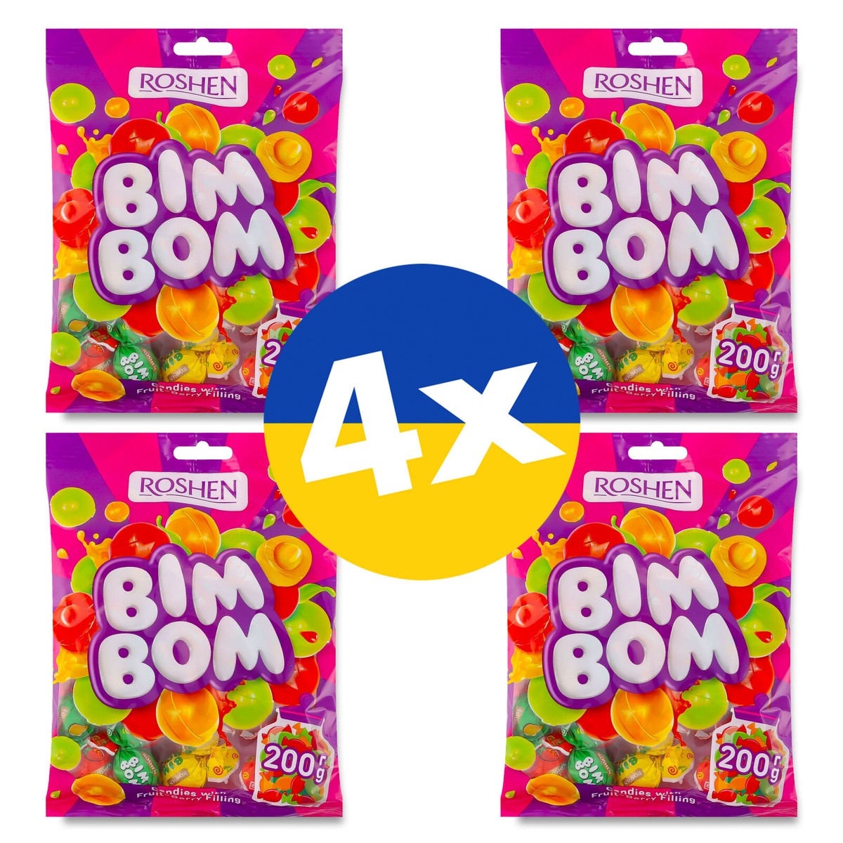 Ukrainian Roshen Bim Bom Fruit Filled Hard Candy Sweets Bulk Packs