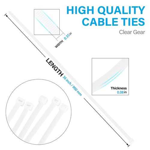 Long White Zip Ties 36 inch Heavy Duty Premium Large Zip Ties 36 inch Cable T... - Picture 3 of 7
