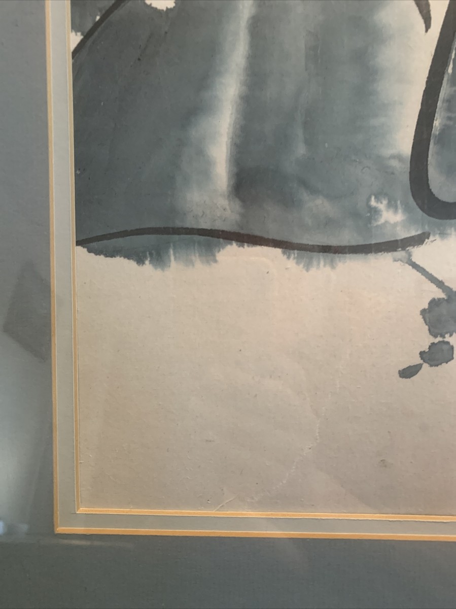 Chinese Ink Painting on Paper 12”x20” Visible Signed Framed