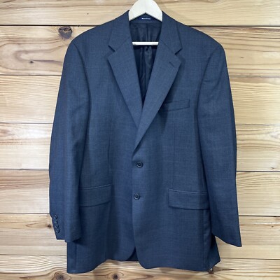 Chaps Ralph Lauren Suit Jacket 44T Tall Gray Blue Glen Check Wool