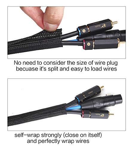10Ft 1/2 Inch Split Cable Management Sleeve Wire Loom Mesh Wrap Cord ...