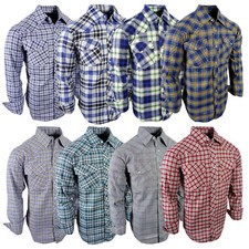 Plaid Shirt Mens Country Western Flap Pockets Triple Snap Cuffs 8 NEW COLORS 