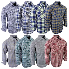 Plaid Shirt Mens Country Western Flap Pockets Triple Snap Cuffs 8 NEW COLORS!