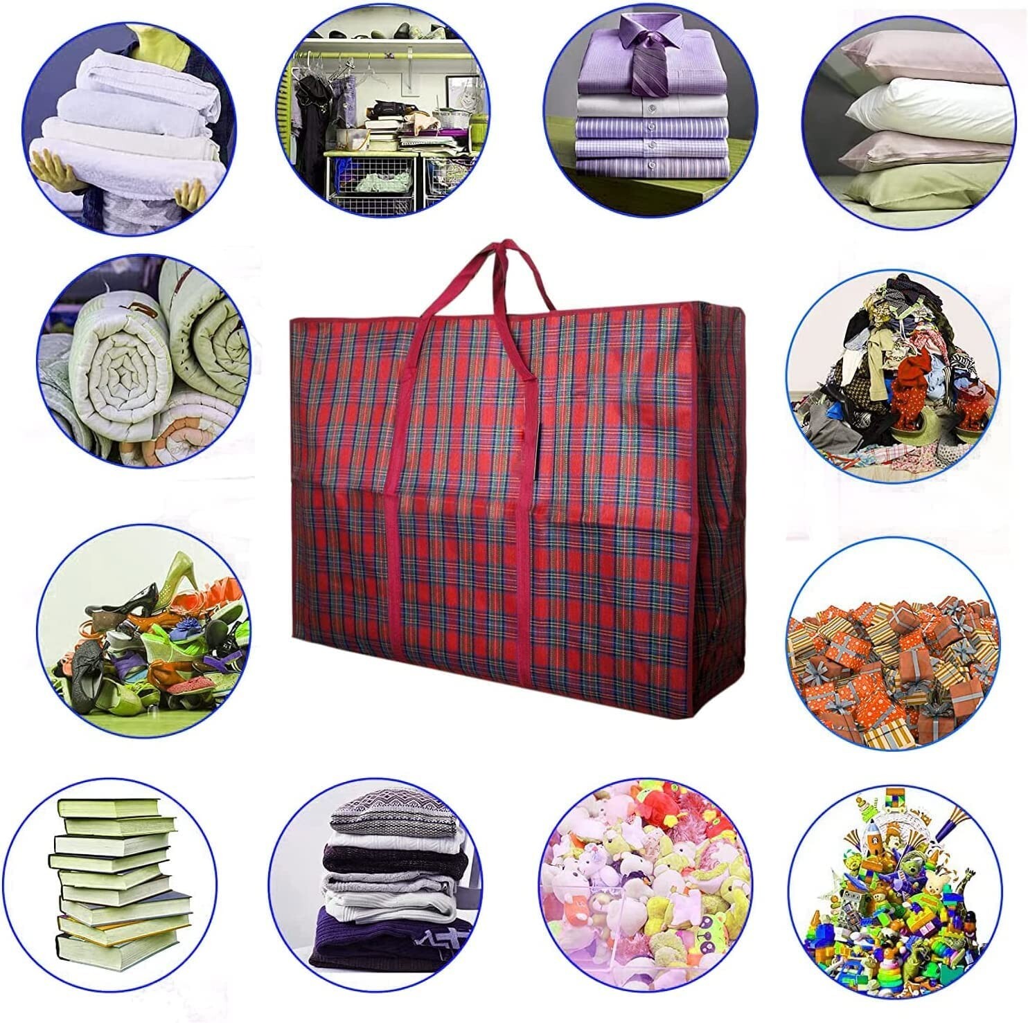 2 Pcs Extra Large Laundry Bag, Strong Durable Storage Bags with Zips