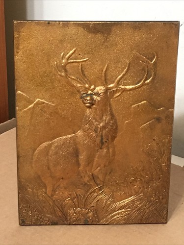 Antique Bronze Relief Plaque Monarch of the Glen Hartford Insurance 12 pt Deer 