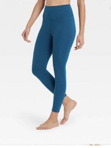 Ribbed Waist Leggings- Blue Opal- XL 