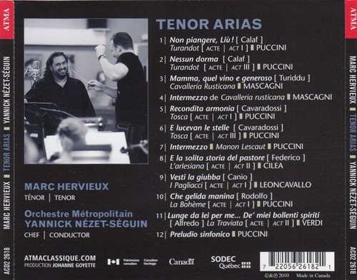 Tenor Arias by Yannick Nézet-Séguin & Marc Hervieux Atma Classique– CD w inserts - Picture 2 of 2