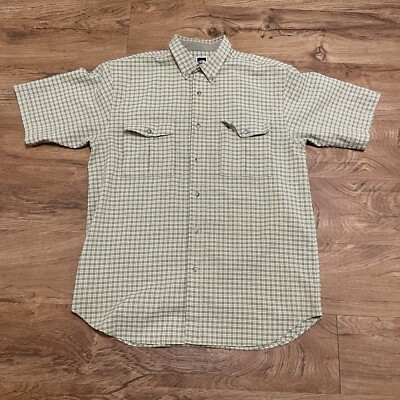 The North Face Hiking Beige Check Shirt Men Large Short Sleeve Outdoors Apparel