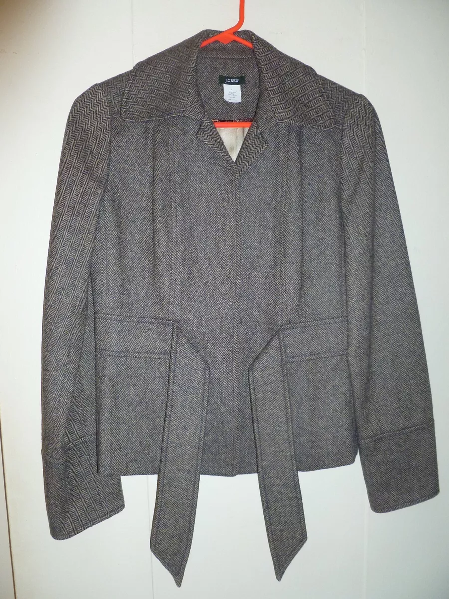 J. Crew Robert Noble Gray Black Herringbone Wool Belted Jacket