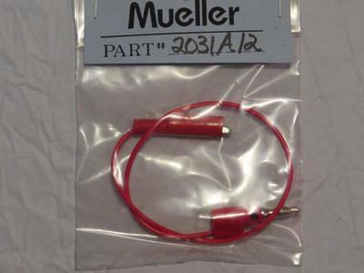 Mueller 2031-A-12-2 Stackable Banana Plug to Insulated Alligator Clip Red 12''