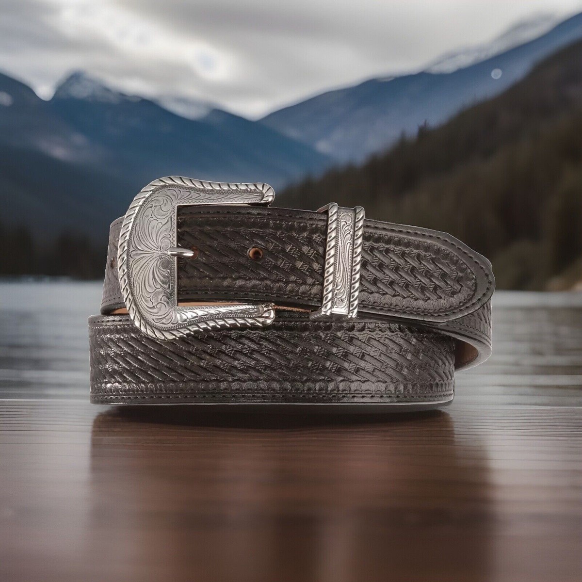 Tony Lama 2 Tone Concho Leather Belt Size 36 C41893 for sale  display picture 1