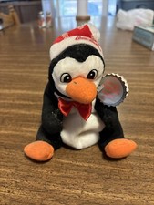 Coca-Cola Bean Bag Plush 1997 Penguin with Hat and Coca-Cola Bottle 6" TallW/Tag