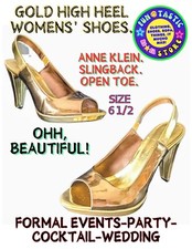 HIGH HEEL WOMEN SHOES. Anne Klein. GOLD. 6 . Slingback. Open Toe. PARTY, Formal.