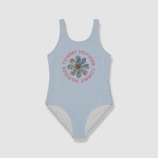Tommy Hilfiger Girl's Blue Flip-Sequin Daisy One Piece Swimsuit Size S