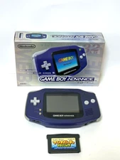 Nintendo Game Advance Blue AGB-001 Handheld Console in BOX Tested + Free Game