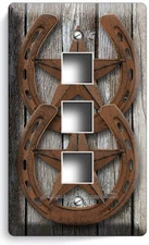 RUSTIC WESTERN COWBOY LONE STAR HORSESHOE LIGHT SWITCH OUTLET WALL PLATES DECOR