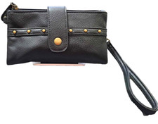 Black Leather Charlotte Russe Wrist to Crossbody Wallet-Clutch