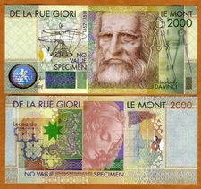 De La Rue GIORI, Test / Advertising note / Specimen Leonardo Da Vinci Type 1