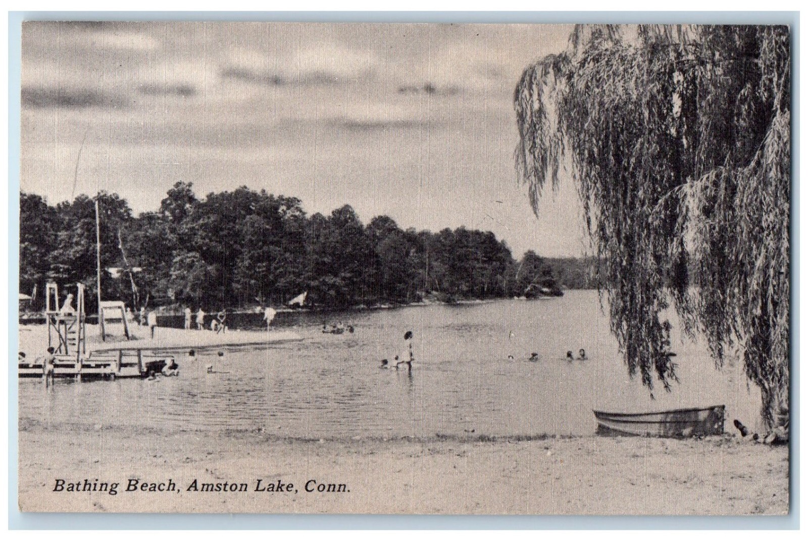 c1940 Bathing Beach Amston Lake Beach Connecticut CT Antique Vintage