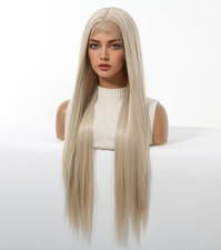 Long Straight Pale Blonde Lace Front Heat Ok Synthetic Hair Heat Ok Wigs Women
