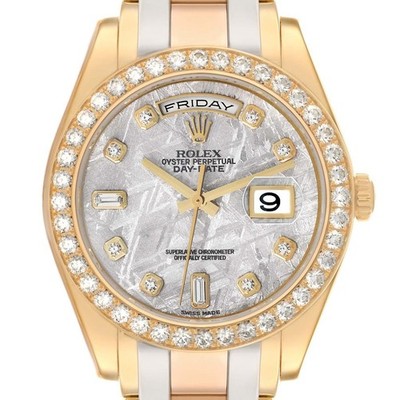 Rolex Day-Date Masterpiece Meteorite White Yellow Rose Gold Diamond Watch 18948