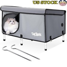 Outdoor Cat House Elevated Insulated Feral Cat House Waterproof Cat Bed Cushion