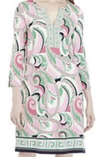 Summer Dress Womens Plus Size 3XL Colorful Floral 3/4 Sleeve Pink Green
