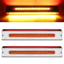 Partsam 2Pcs 12" Double Face Stop Turn Tail Light Bar Chrome with Side Marker...