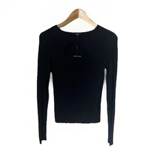 NWT rails Erina Black Ribbed Cut Out Long Sleeve