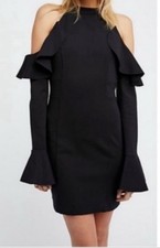 Free People Womens Size S Black Sweet Talk Cold Shoulders Mini Dress New (L4)