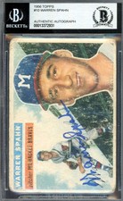 Warren Spahn Beckett BAS Signed 1956 Topps Autograph