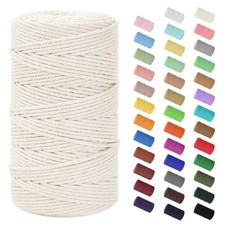 3mm Cotton Macrame Cord 220 Yards Natural Twisted Rope for Crafts Decor
